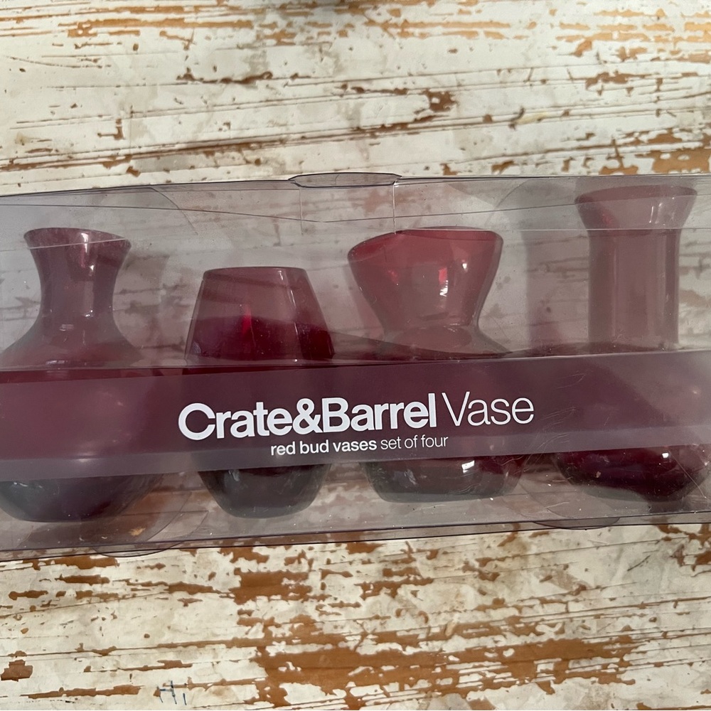 New set of 4 Crate&Barrel red bud vases - Picture 1 of 3